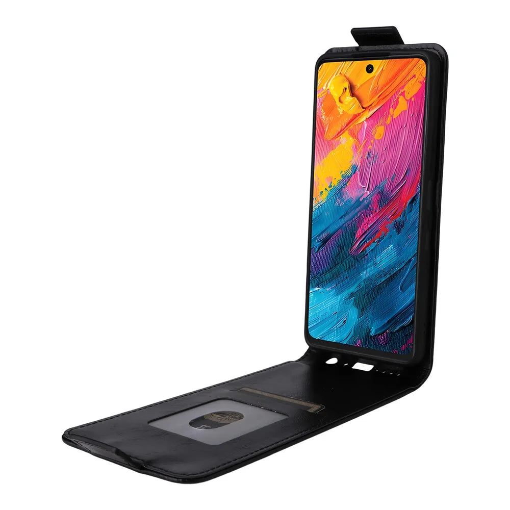 Leather Case For TCL 50 NxtPaper 5G / 50 Pro NxtPaper 5G / 60 XE Stand Magnetic Clasp Vertical Flip Phone Cover with Card Holder - Black - 2