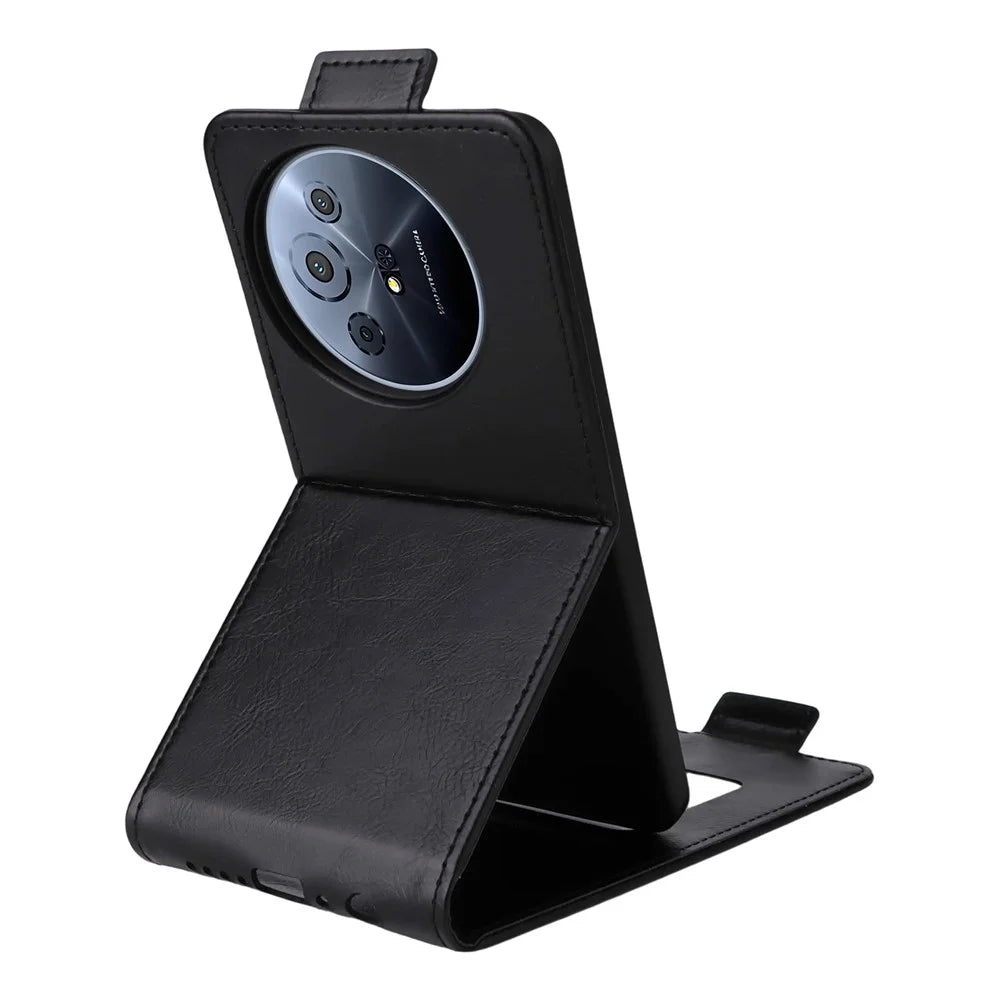 Leather Case For TCL 50 NxtPaper 5G / 50 Pro NxtPaper 5G / 60 XE Stand Magnetic Clasp Vertical Flip Phone Cover with Card Holder - Black - 4