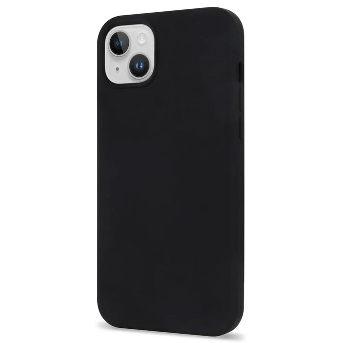 For iPhone 14 Plus Solid Silicone Drop Protection Phone Case Soft Fiber Lining Slim Fit Shockproof Protective Cover - Black - 3