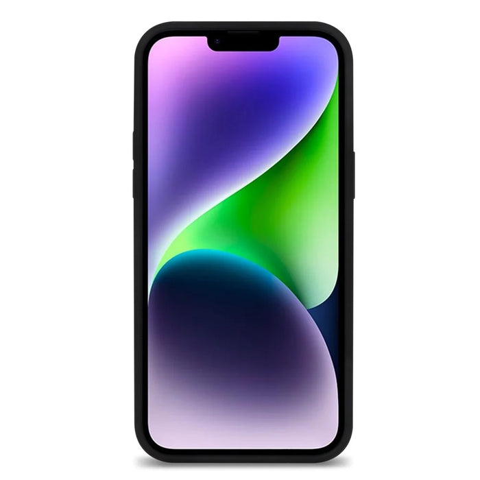 For iPhone 14 Plus Solid Silicone Drop Protection Phone Case Soft Fiber Lining Slim Fit Shockproof Protective Cover - Black - 4