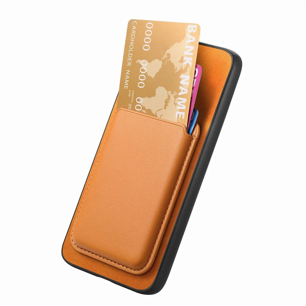 For Google Pixel 9a Case Detachable Magnetic Card Bag Leather Phone Back Cover - Orange - 3