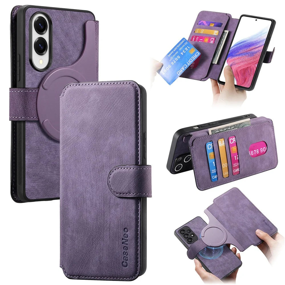 CASENEO For Samsung Galaxy S25 Edge Magnetic Case  Detachable Leather Phone Wallet Cover  - Purple - 1