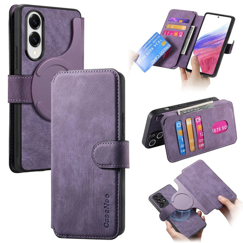 CASENEO For Samsung Galaxy S25 Edge Magnetic Case  Detachable Leather Phone Wallet Cover  - Purple - 1