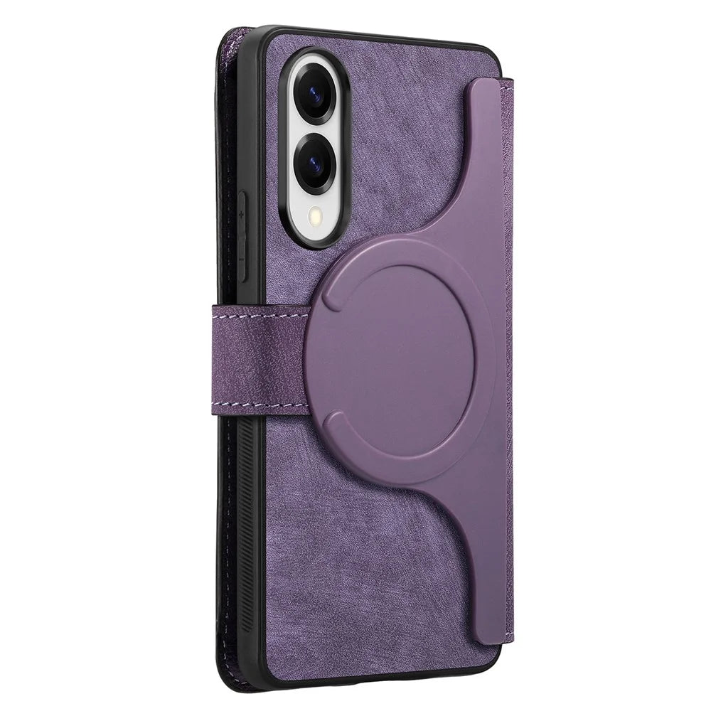 CASENEO For Samsung Galaxy S25 Edge Magnetic Case  Detachable Leather Phone Wallet Cover  - Purple - 3