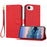 For iPhone 17e / 16e Leather Case Litchi Texture Wallet Stand Anti Drop Phone Cover with Wrist Strap - Red - 1