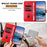 For iPhone 17e / 16e Leather Case Litchi Texture Wallet Stand Anti Drop Phone Cover with Wrist Strap - Red - 2