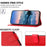 For iPhone 17e / 16e Leather Case Litchi Texture Wallet Stand Anti Drop Phone Cover with Wrist Strap - Red - 3