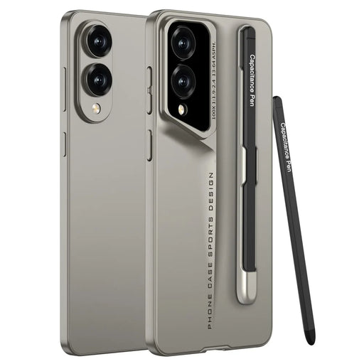 GKK For Samsung Galaxy S25 Edge Case with Stylus Slim Hard PC Protective Phone Cover - Titanium Grey - 1