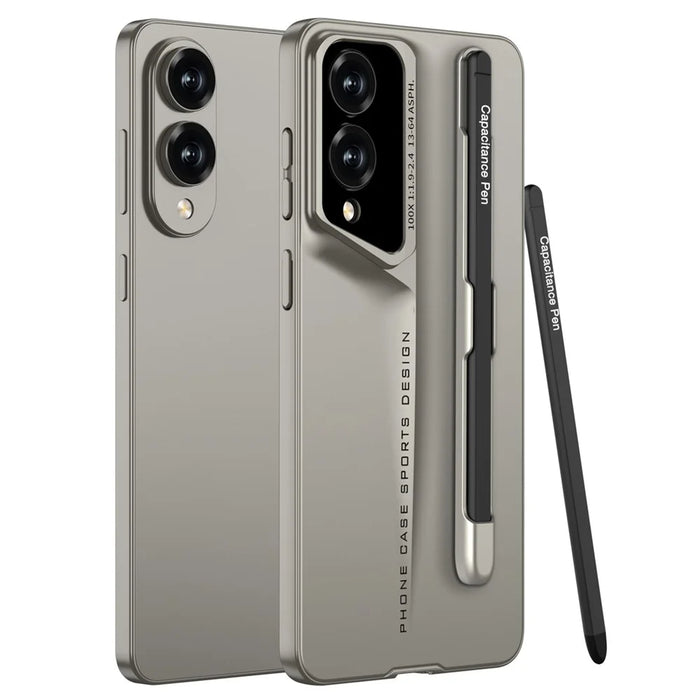 GKK For Samsung Galaxy S25 Edge Case with Stylus Slim Hard PC Protective Phone Cover - Titanium Grey - 1
