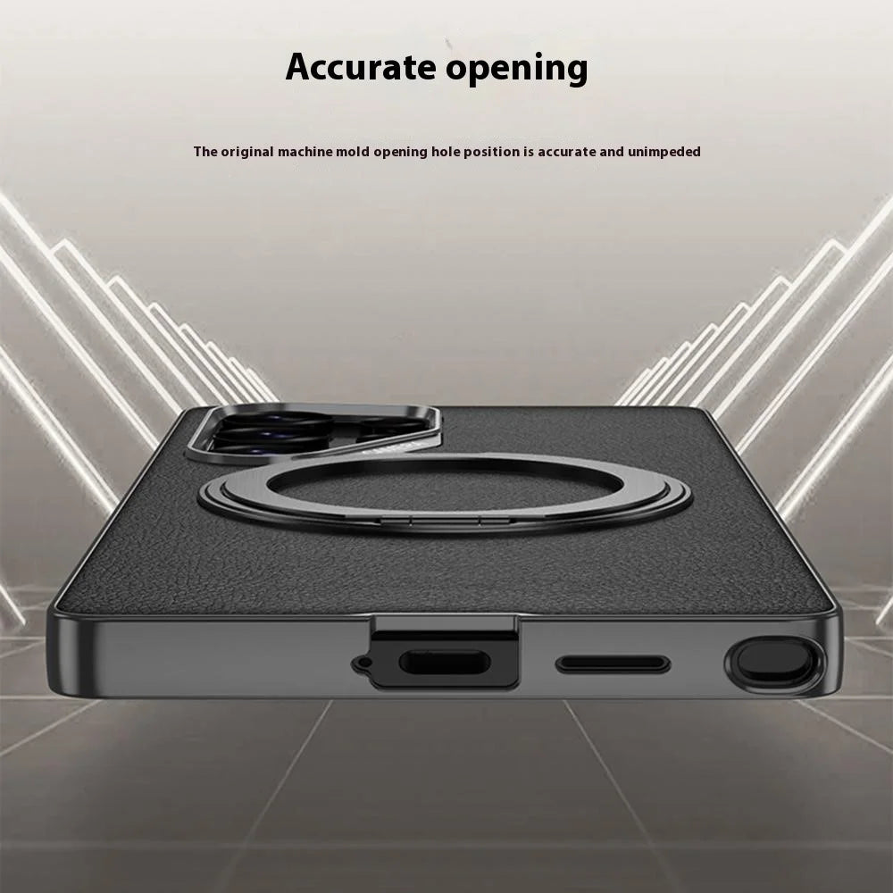 GKK For Samsung Galaxy S24 Ultra Magnetic Case Large Lens Cutout PU + TPU + PC Kickstand Phone Cover - Titanium Grey - 6