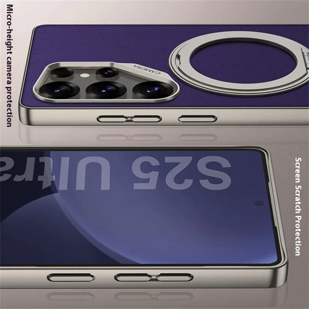 GKK For Samsung Galaxy S24 Ultra Magnetic Case Large Lens Cutout PU + TPU + PC Kickstand Phone Cover - Titanium Grey - 7