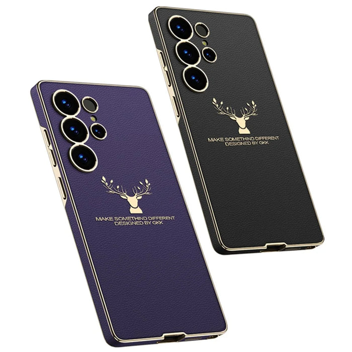 GKK For Samsung Galaxy S25 Ultra Case Deer Pattern PU Covered Hard PC Phone Shell - Purple - 5