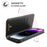 FIERRE SHANN Phone Case for iPhone 14 Pro, Top Layer Cowhide Leather Wallet Stand Shockproof Cell Phone Cover - Black - 4