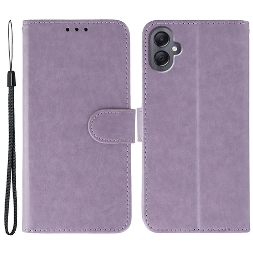For Samsung Galaxy A05 4G Cases PU Leather Flip Wallet Phone Cover with Strap - Purple - 1