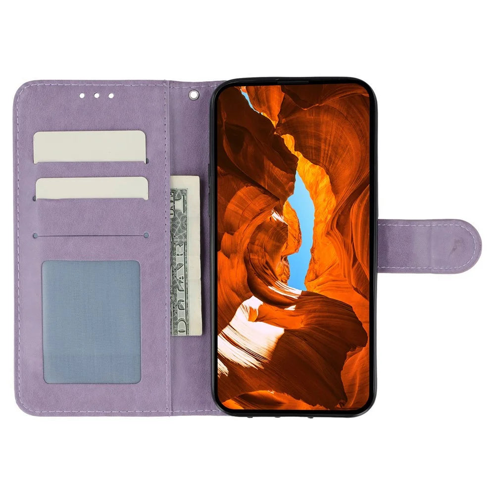 For Samsung Galaxy A05 4G Cases PU Leather Flip Wallet Phone Cover with Strap - Purple - 2