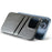 FIERRE SHANN For iPhone 14 Pro Waxy PU Leather Coated Hard PC Phone Case Card Holder Back Cover - Grey - 4