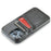 FIERRE SHANN For iPhone 14 Pro Waxy PU Leather Coated Hard PC Phone Case Card Holder Back Cover - Grey - 5