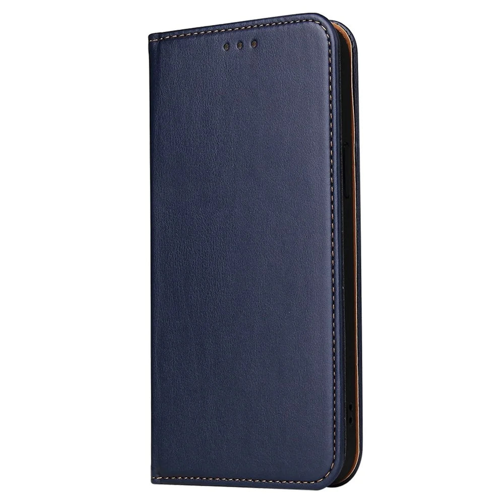 FIERRE SHANN Full Protection Phone Cover for iPhone 14 Pro, Magnetic Closure PU Leather Anti-scratch Phone Wallet Case - Blue - 6