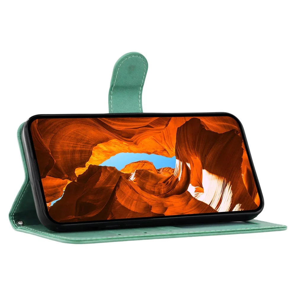 For Samsung Galaxy A08 5G / A08 4G / A07 4G / A06 4G / A06 5G Cases PU Leather Flip Wallet Phone Cover with Strap - Green - 3