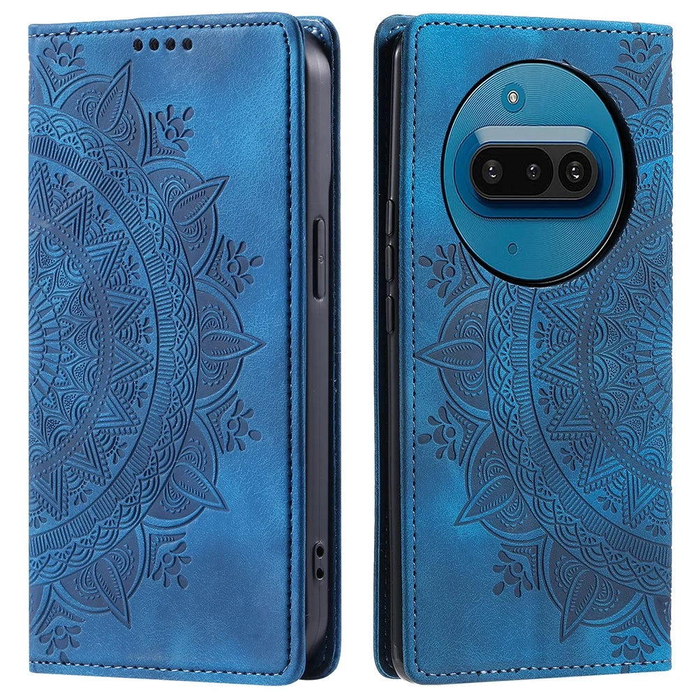 Style-010 For Nothing Phone (3a) Case Magnetic Closing Leather Phone Cover Pattern Imprinted - Blue - 1