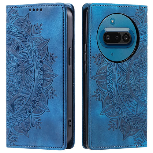 Style-010 For Nothing Phone (3a) Case Magnetic Closing Leather Phone Cover Pattern Imprinted - Blue - 1