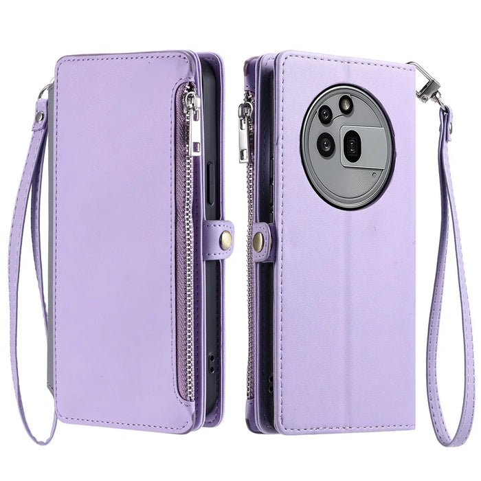 For Nothing Phone (3a) Pro Case TPU + PU Leather Wallet Phone Cover with Wrist Strap - Purple - 1