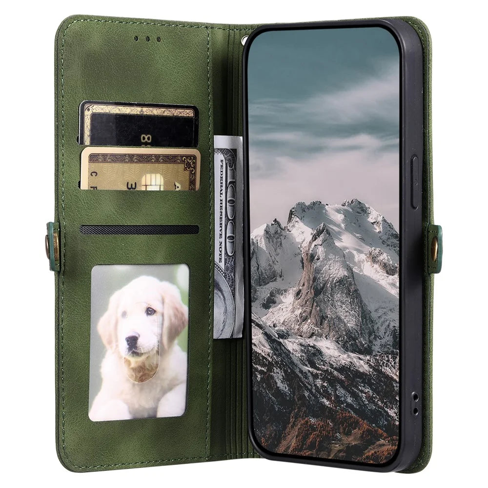 Style 016 For Nothing Phone (3a) Pro Case Skin Feel Totem Imprinted Wallet Leather Phone Cover - Blackish Green - 2