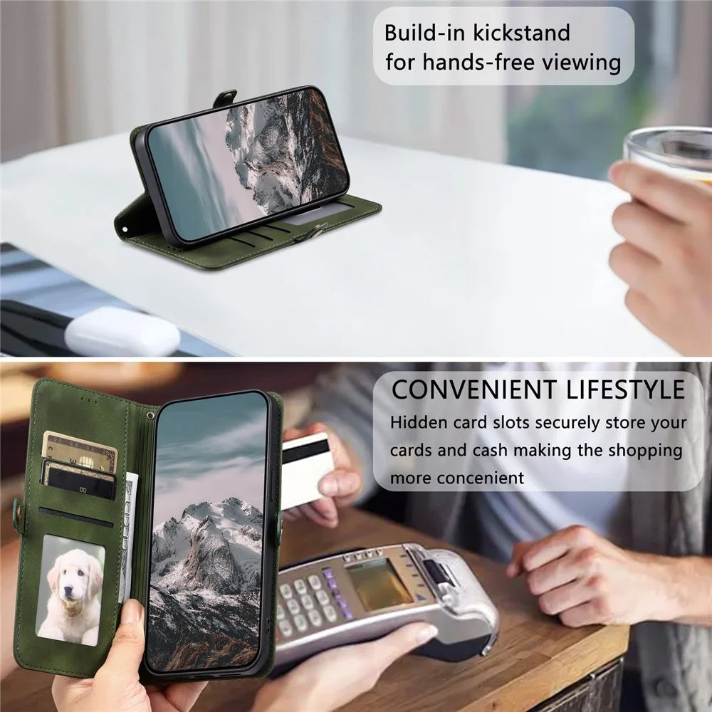Style 016 For Nothing Phone (3a) Pro Case Skin Feel Totem Imprinted Wallet Leather Phone Cover - Blackish Green - 7