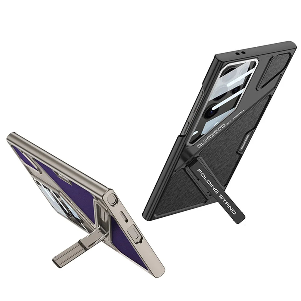 GKK For Samsung Galaxy S24 Ultra Case Shockproof PC + PU Phone Cover with Kickstand Mecha Style - Black  /  Grey - 3