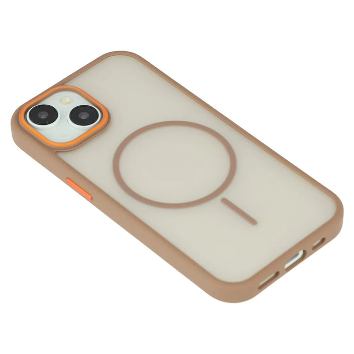 For iPhone 15 Magnetic Case Skin Touch TPU + PC Phone Back Cover - Brown - 6