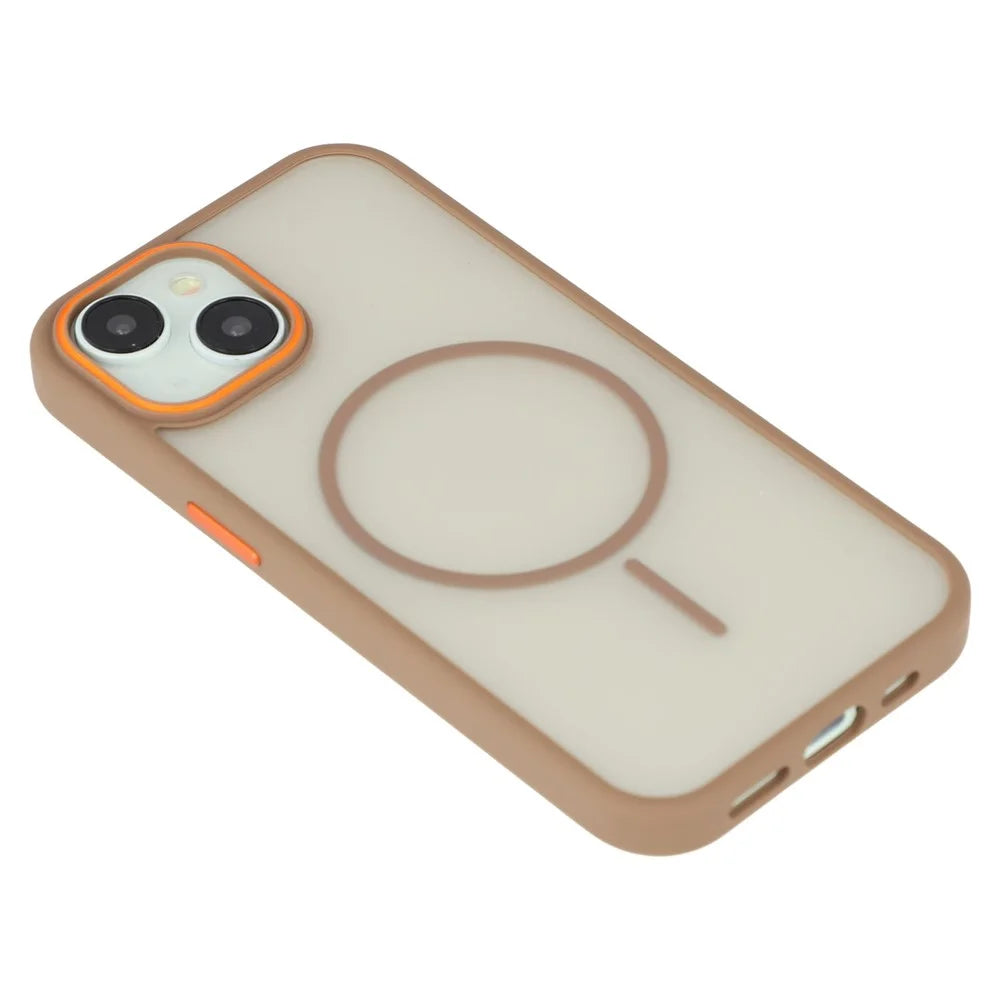 For iPhone 14 Plus Magnetic Case Skin Touch TPU + PC Phone Back Cover - Brown - 6