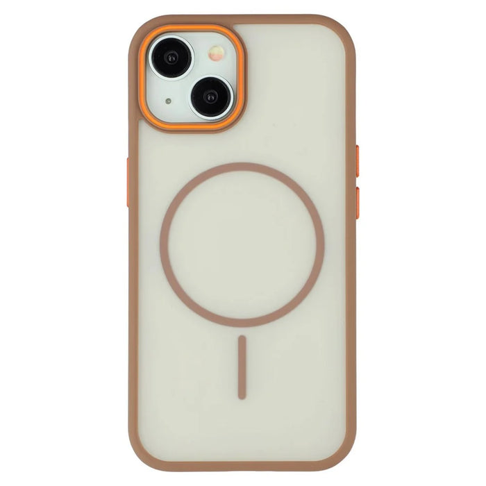 For iPhone 14  /  13 Magnetic Case Skin Touch TPU + PC Phone Back Cover - Brown - 3