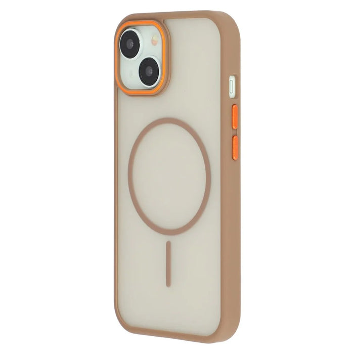 For iPhone 14  /  13 Magnetic Case Skin Touch TPU + PC Phone Back Cover - Brown - 4