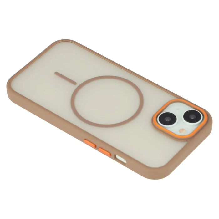 For iPhone 14  /  13 Magnetic Case Skin Touch TPU + PC Phone Back Cover - Brown - 7