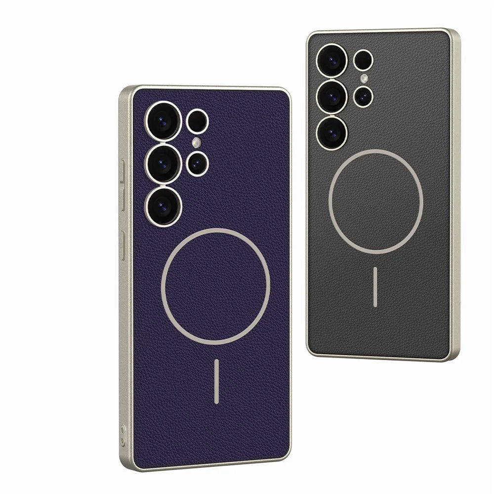 GKK For Samsung Galaxy S25 Ultra Magnetic Case Protective PU + TPU + PC Phone Back Cover - Titanium Black - 7