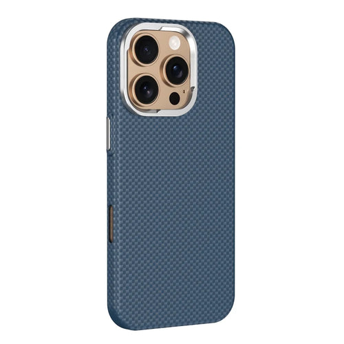 GKK For iPhone 16 Pro Max Compatible with MagSafe Metal + PC Phone Back Cover Carbon Fiber Texture - Sapphire - 1