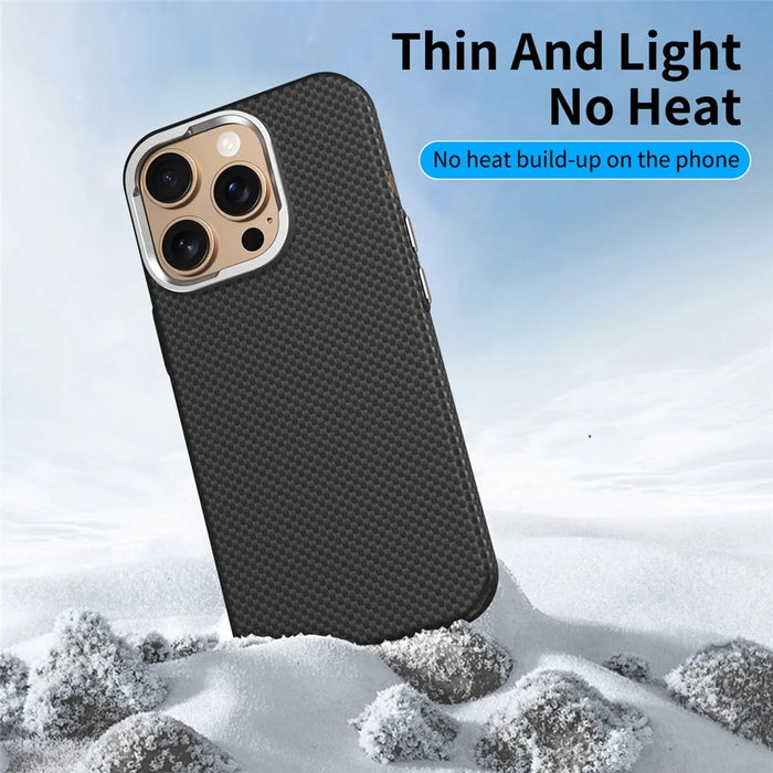 GKK For iPhone 16 Pro Case Compatible with MagSafe Metal + PC Phone Back Cover Carbon Fiber Texture - Red  /  Black - 6