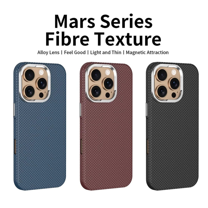 GKK For iPhone 16 Pro Case Compatible with MagSafe Metal + PC Phone Back Cover Carbon Fiber Texture - Red  /  Black - 7
