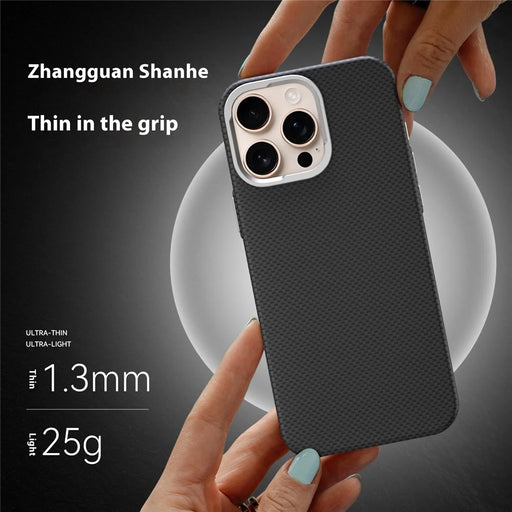 GKK For iPhone 16 Case Compatible with MagSafe Metal + PC Phone Back Cover Carbon Fiber Texture - Black - 2