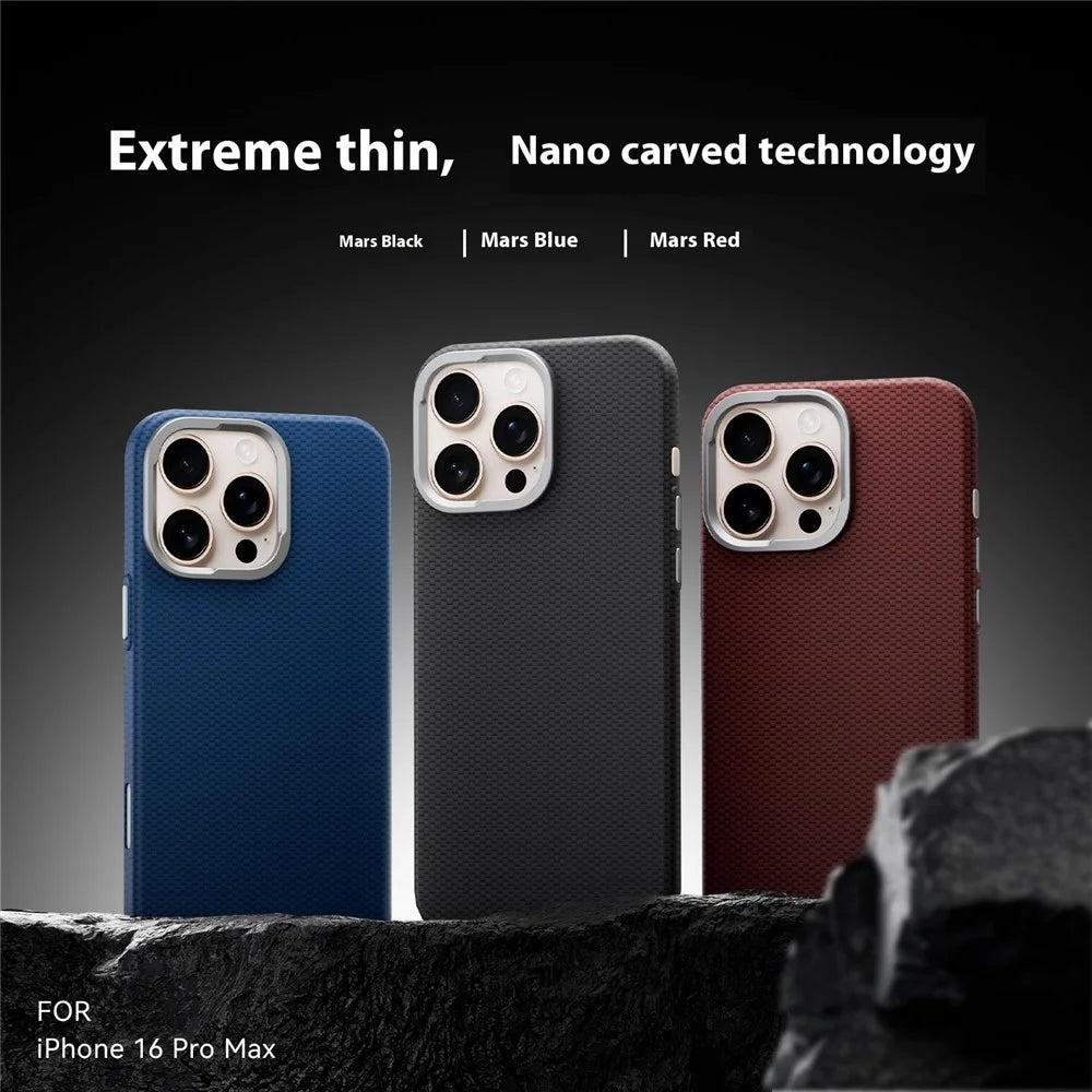 GKK For iPhone 16 Case Compatible with MagSafe Metal + PC Phone Back Cover Carbon Fiber Texture - Black - 6