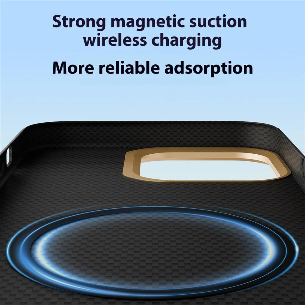 GKK BTGD For iPhone 16 Pro Max Case Woven Texture Compatible with MagSafe Metal + PC Phone Back Cover - Gold - 6