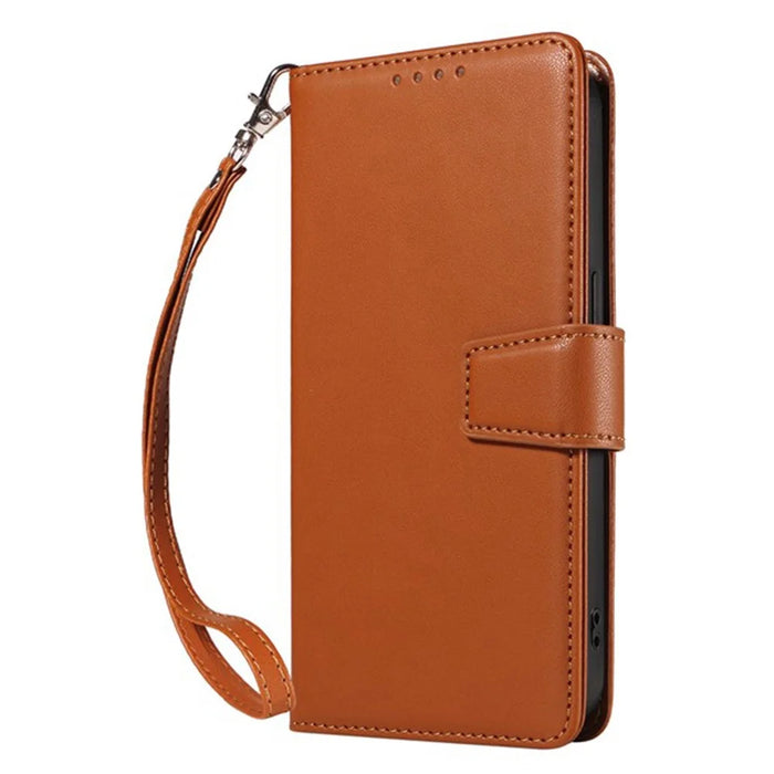 For Google Pixel 9a Case RFID Blocking Leather Wallet Flip Phone Cover with Wrist Strap - Light Brown - 7