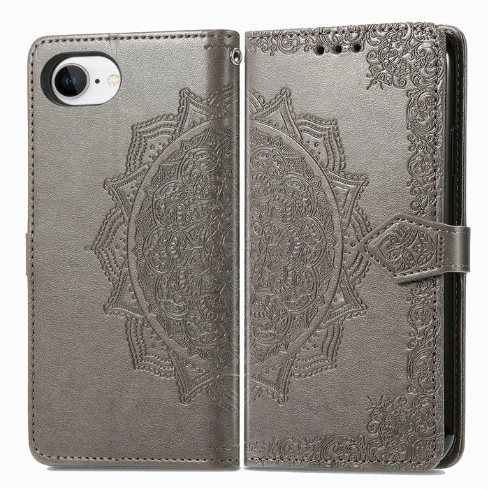 For Samsung Galaxy A26 5G Wallet Case Mandala Flower Leather Phone Cover Stand - Grey - 2