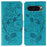 For Google Pixel 10 Pro XL / 9 Pro XL Case Wallet Stand Imprinted Rose Butterfly PU Leather Phone Cover - Blue - 1