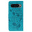 For Google Pixel 10 Pro XL / 9 Pro XL Case Wallet Stand Imprinted Rose Butterfly PU Leather Phone Cover - Blue - 5