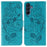 For Samsung Galaxy A06s Case Wallet Stand Imprinted Rose Butterfly PU Leather Phone Cover - Blue - 1