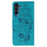 For Samsung Galaxy A06s Case Wallet Stand Imprinted Rose Butterfly PU Leather Phone Cover - Blue - 5