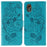 For Samsung Galaxy Xcover7 Case Wallet Stand Imprinted Rose Butterfly PU Leather Phone Cover - Blue - 1