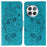 For OnePlus 12 5G Case Wallet Stand Imprinted Rose Butterfly PU Leather Phone Cover - Blue - 1