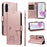 For Samsung Galaxy A56 5G / M56 5G Case Cat Pattern Imprint Leather Phone Cover with Wrist Strap - Rose Gold - 1